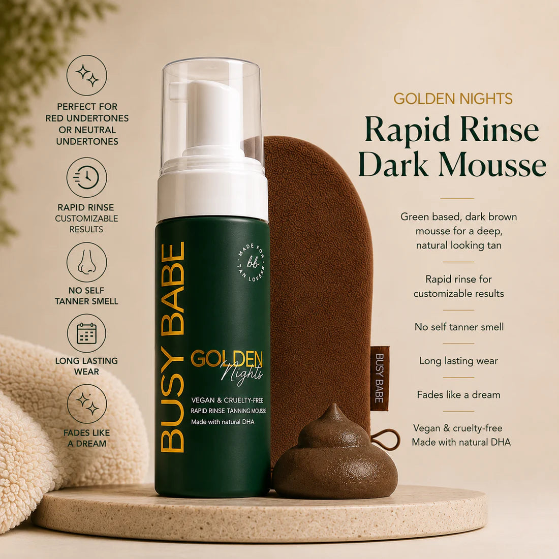 Busy Babe | Golden Nights Self Tan Mousse w/Mitt