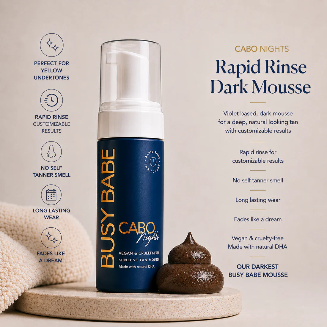 Busy Babe | Cabo Nights Self Tan Mousse w/Mitt.